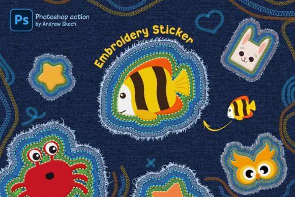 Review: Embroidery Sticker Photoshop Action for Merch