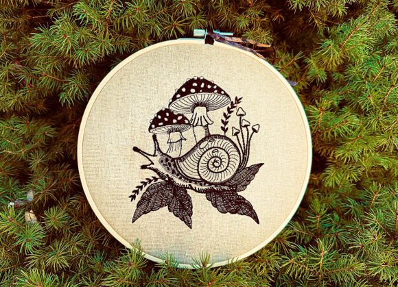 Review: Snail with Mushrooms Machine Embroidery